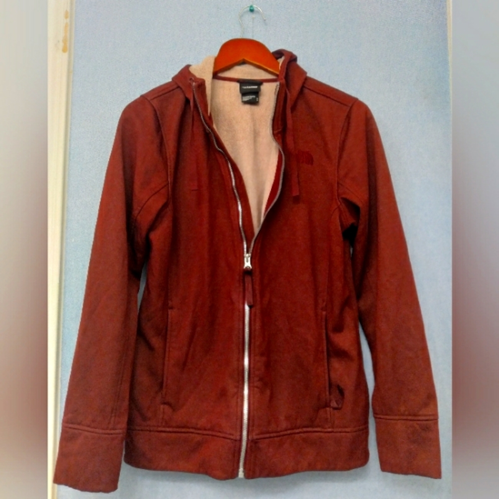 The North‎ Face Full Zip Hoodie Fleece Lined Jacket Burgundy